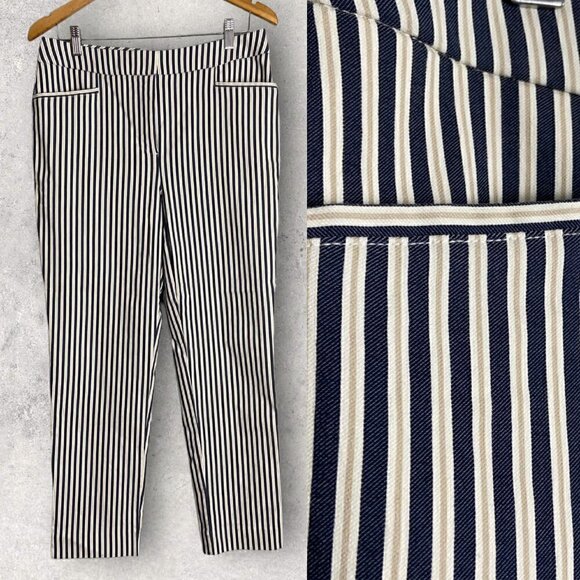 𝅺CHICOS Fabulously Slimming Striped Trouser Pants Size 1 - Picture 2 of 8